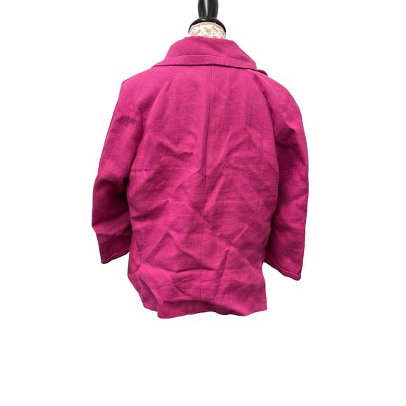🌸 Talbots Fuchsia Linen Blend Blazer 16 Bold Retro Statement Jacket - Picture 3 of 4